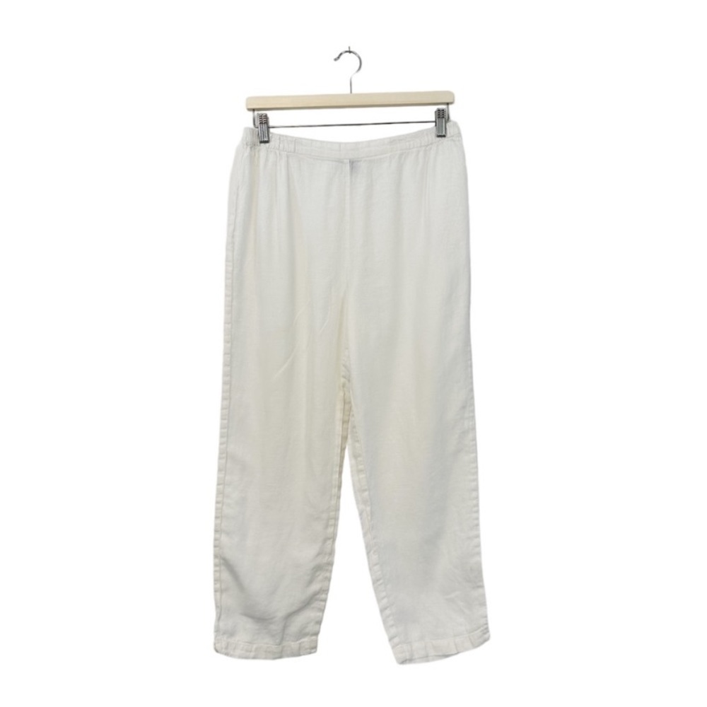 Eileen Fisher | White 100% Irish Linen Pull-On Casual Pants Size M